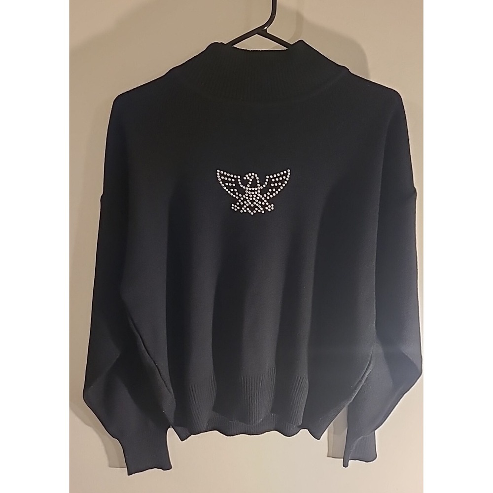 Vintage 90s Black Kaelin Ski Sweater‎ Dolman Sleeves Women's Size Medium